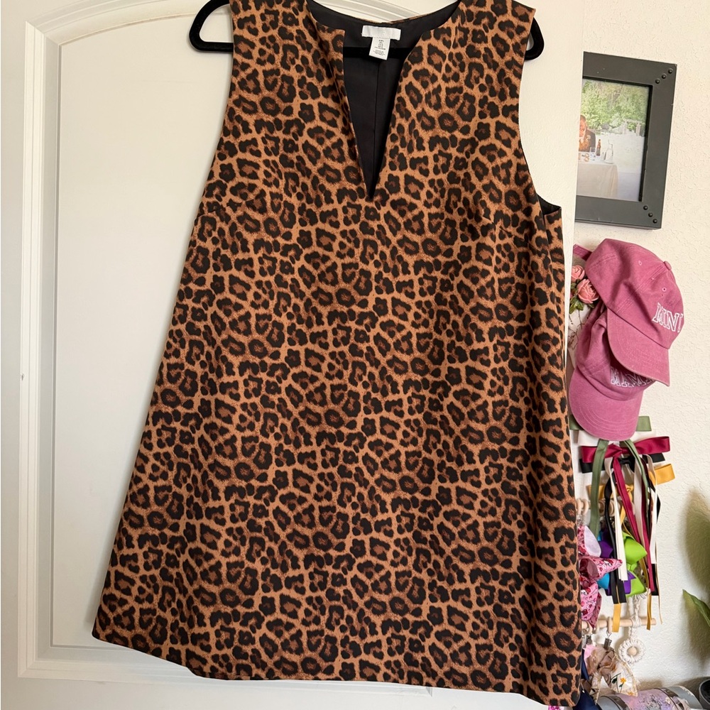 H&M Leopard Print Sleeveless Dress in Brown and Black